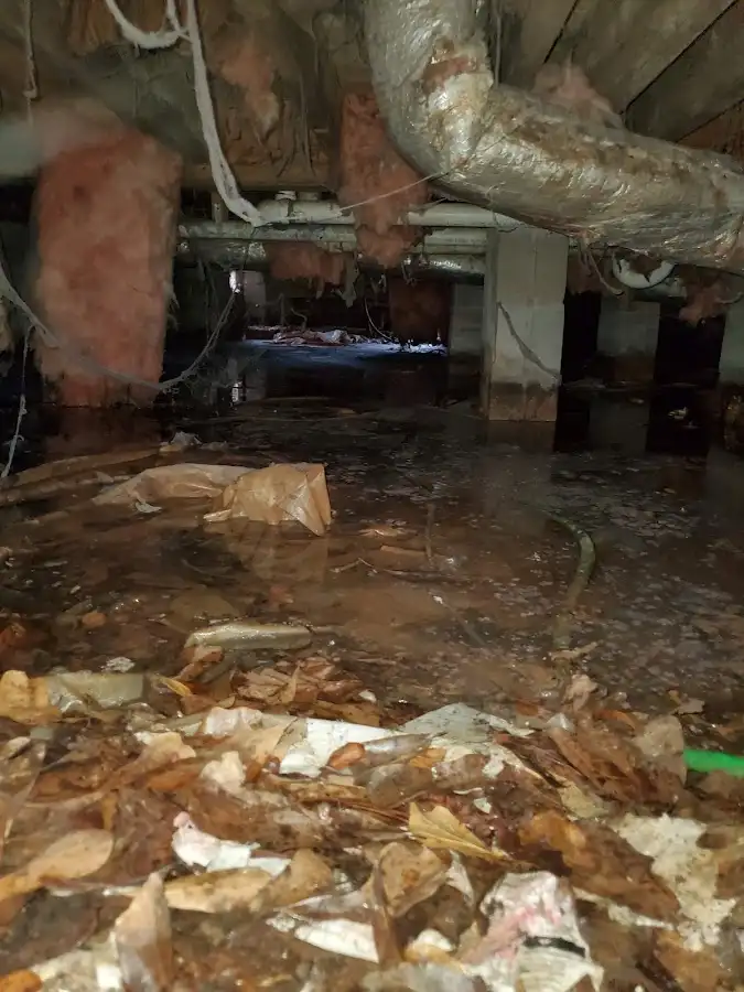 Crawl space flood assessment for Commercial Water Damage Restoration in Liberty Triangle